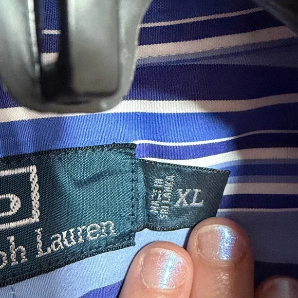 NWOT Polo Ralph Lauren Men’s Blue White Navy Striped Long Sleeve Button Down XL - Picture 5 of 6